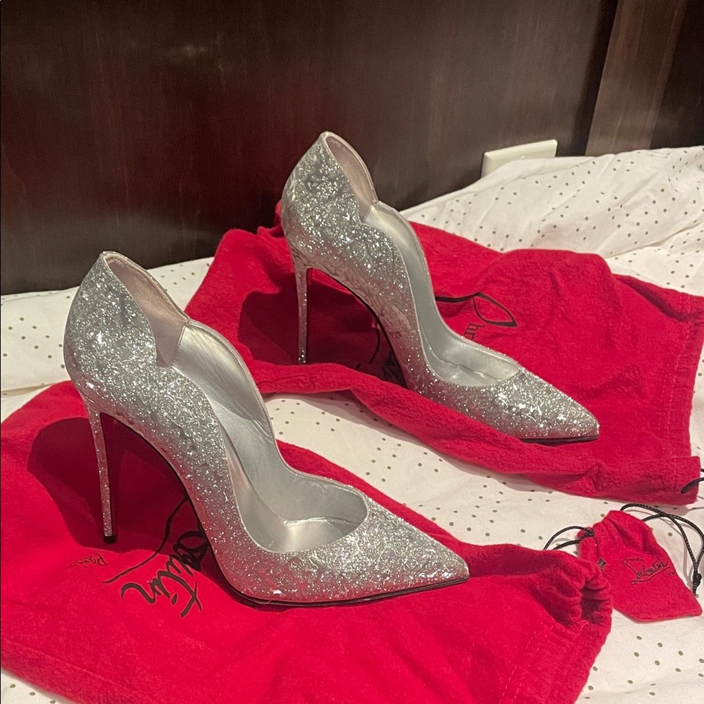 Limited edition silver Christina louboutins size 38